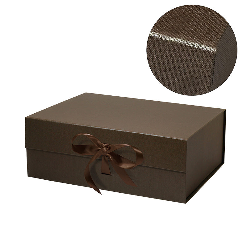 Magneetdoos met strik - A4 - Bruin mat gelamineerd - Oxford leer - Couture