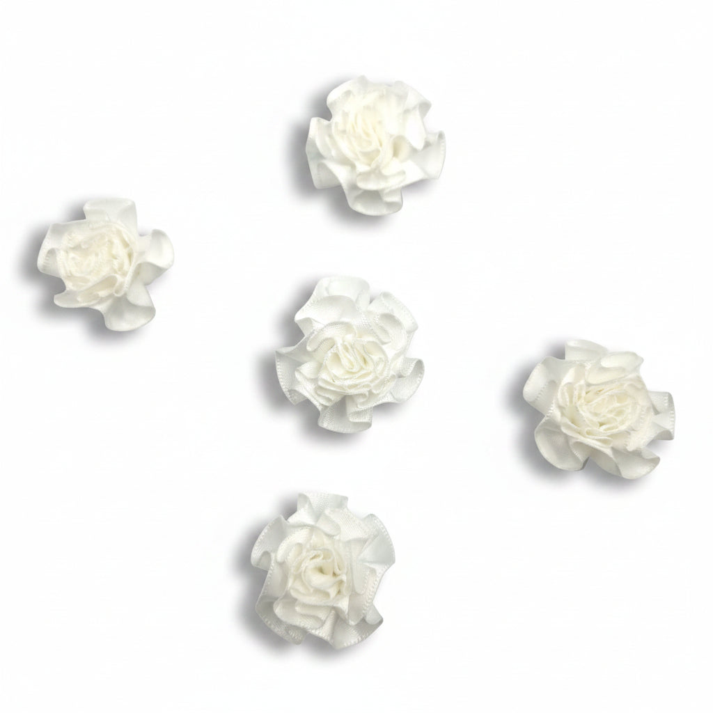 Satin Rose White 40mm | Rosette packed per 20 pieces