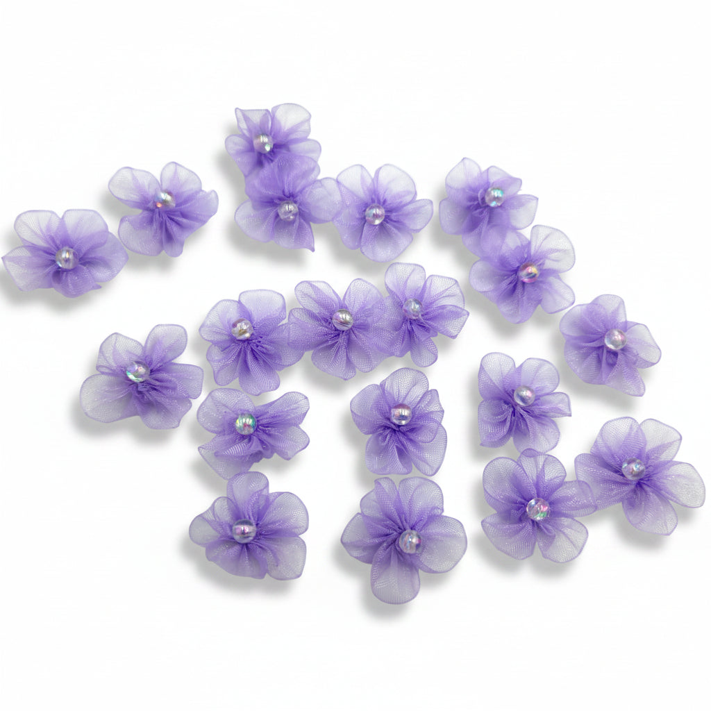Organza Flowers Lilac 25mm per 100 pieces