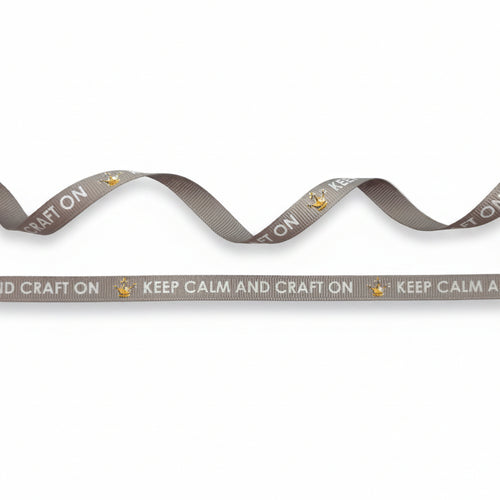 9mm Footprint Grosgrain Ribbon - 23 Meter - Brown/Cream