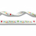 White Satin Ribbon Happy Birthday — 16mm | Roll 20m