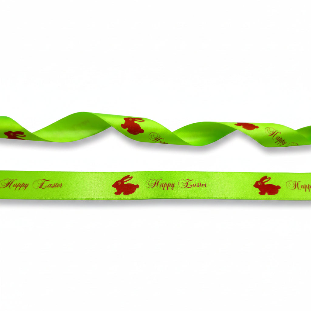 20mm Luxury satin ribbon printed with footballs per 25 meter roll.