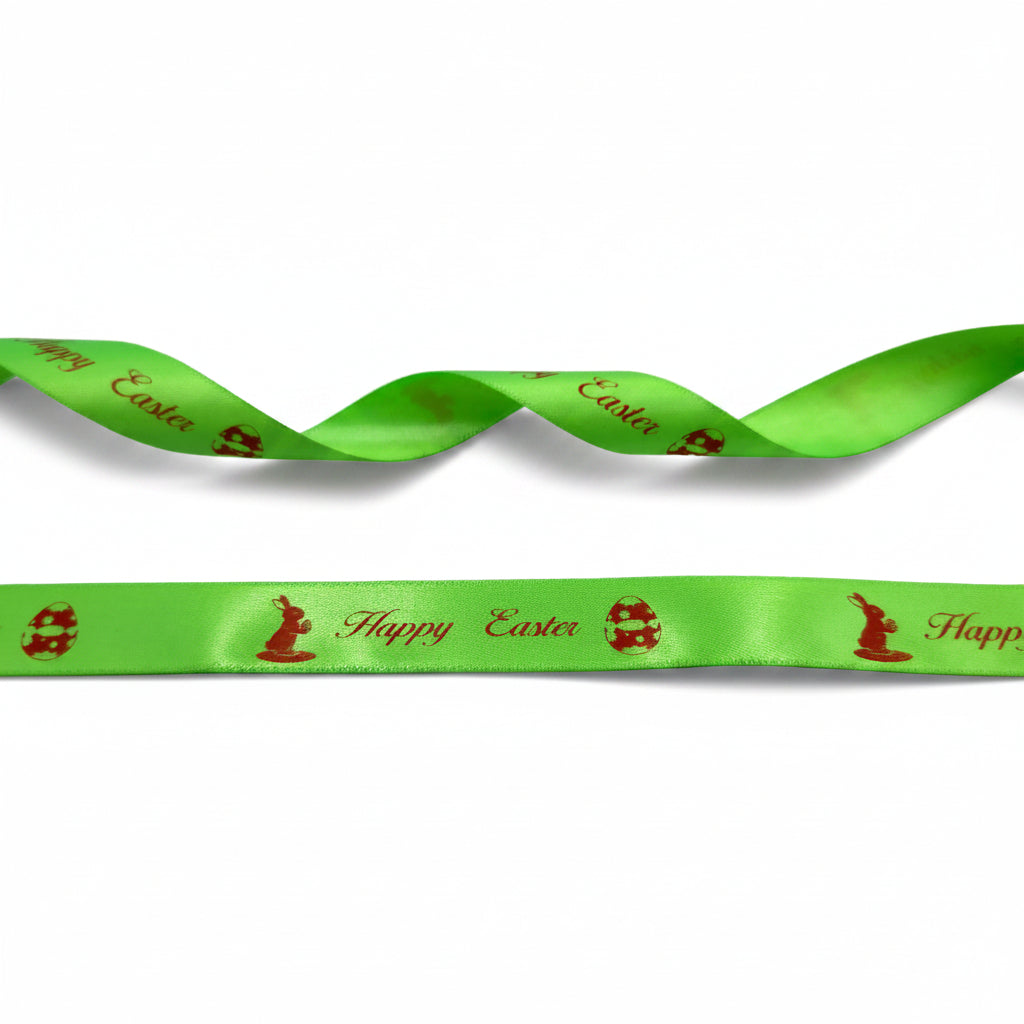 20mm Luxury satin ribbon printed with footballs per 25 meter roll.