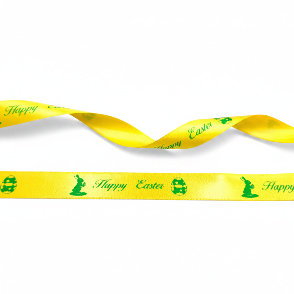 20mm Luxury satin ribbon printed with footballs per 25 meter roll.
