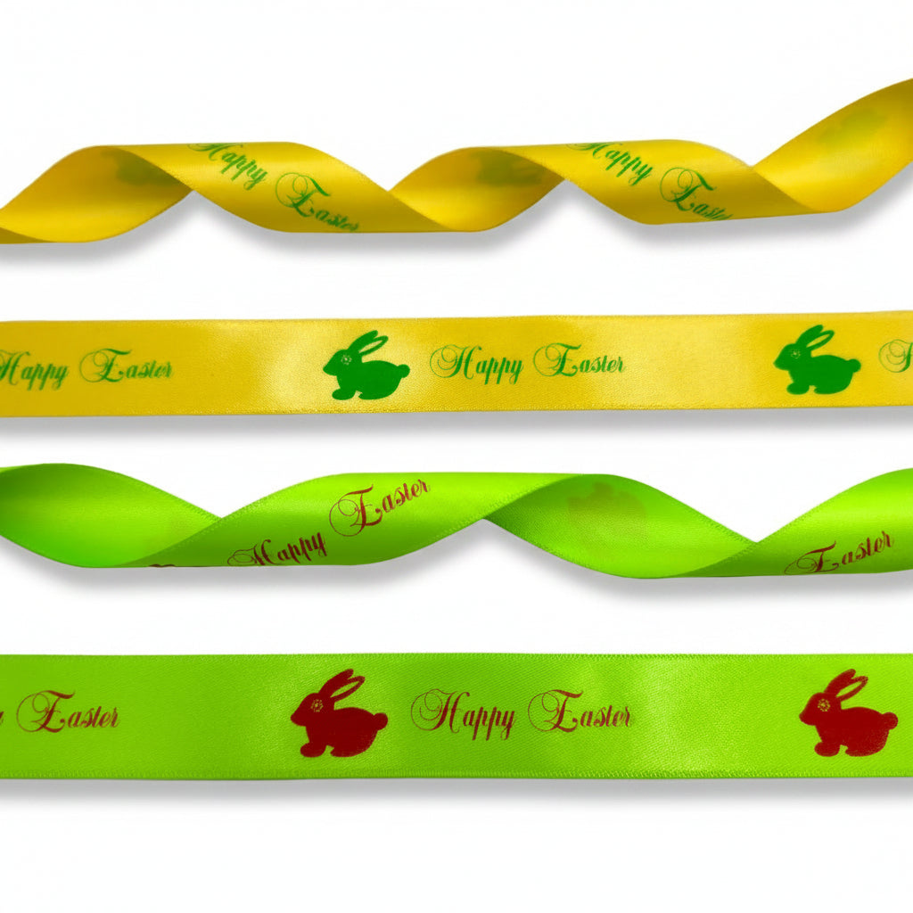 20mm Luxury satin ribbon printed with footballs per 25 meter roll.