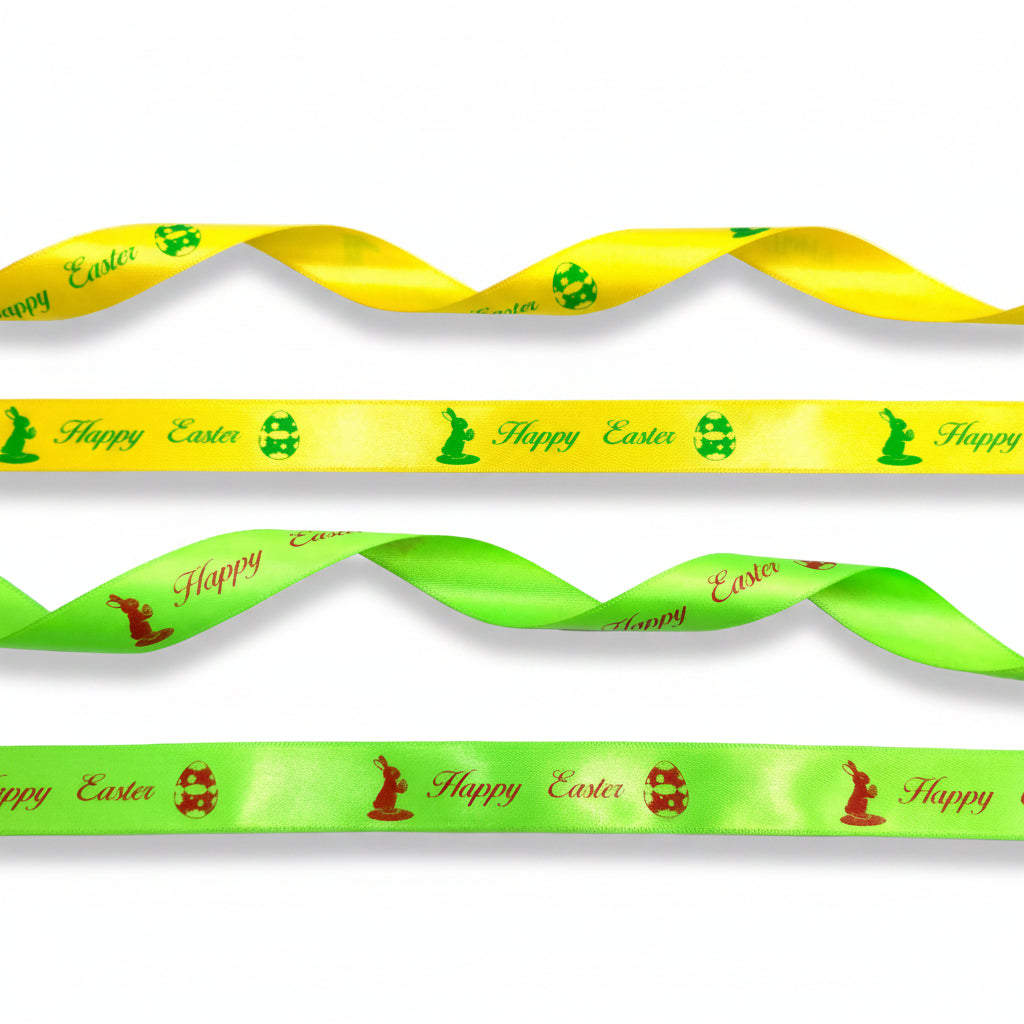20mm Luxury satin ribbon printed with footballs per 25 meter roll.