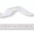 16mm White Grosgrain Ribbon with Footprint in Pink - 20 Meters