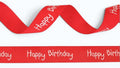 Red and white Ribslint printed with Happy Birthday — 16mm | Roll 20m