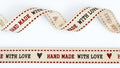 Cotton ribbon 'Hand Made with Love' 16mm