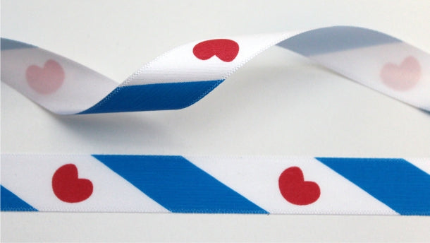 Satin Ribbon Frisian Flag - 15mm - Roll 25 Meter
