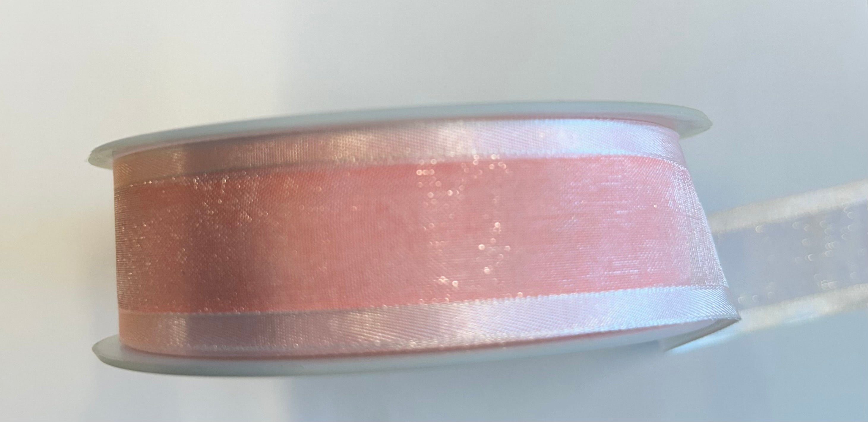 Organza ribbon with satin edge 7 different colours 25mm roll of 25 metres