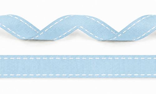15mm ribbed ribbon with white stitching in 3 different colors - 20 Meters