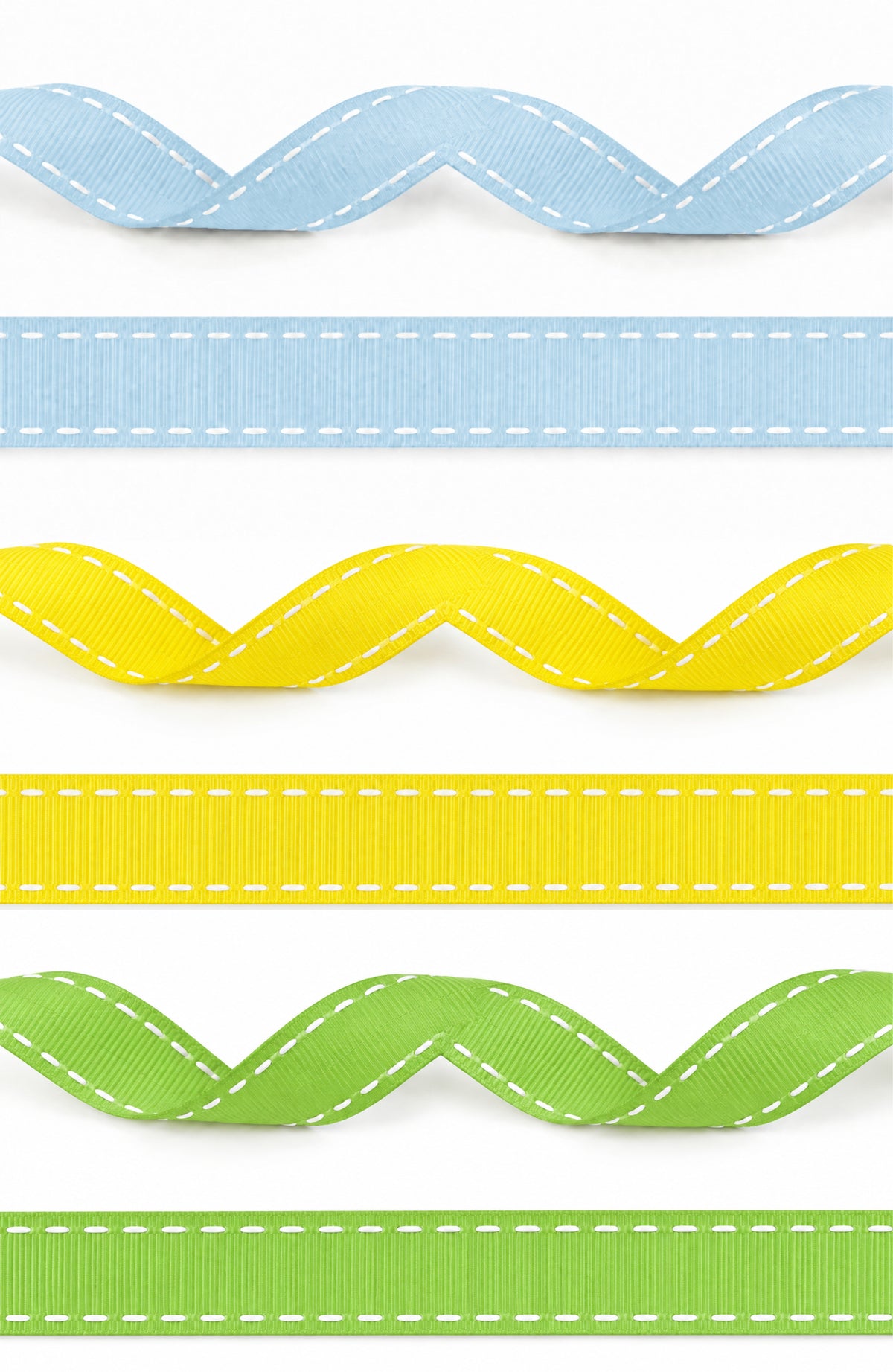 15mm blue ribbed ribbon with white stitching - 20 Meters