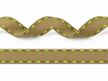 Cotton tape brown with green stitching 15mm