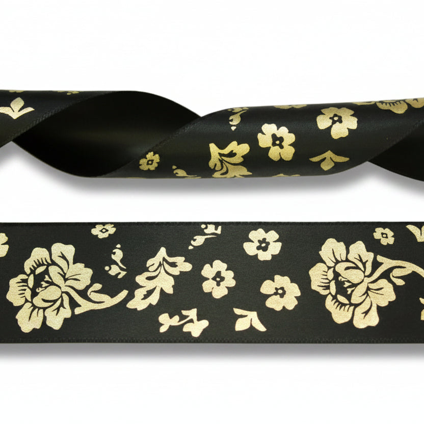 Satin Ribbon with Zebra Print – 25mm per 25 meters.