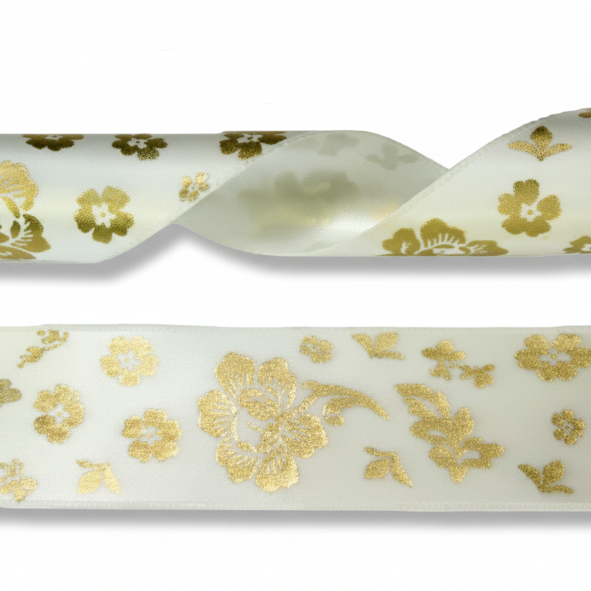 Satin Ribbon with Zebra Print – 25mm per 25 meters.