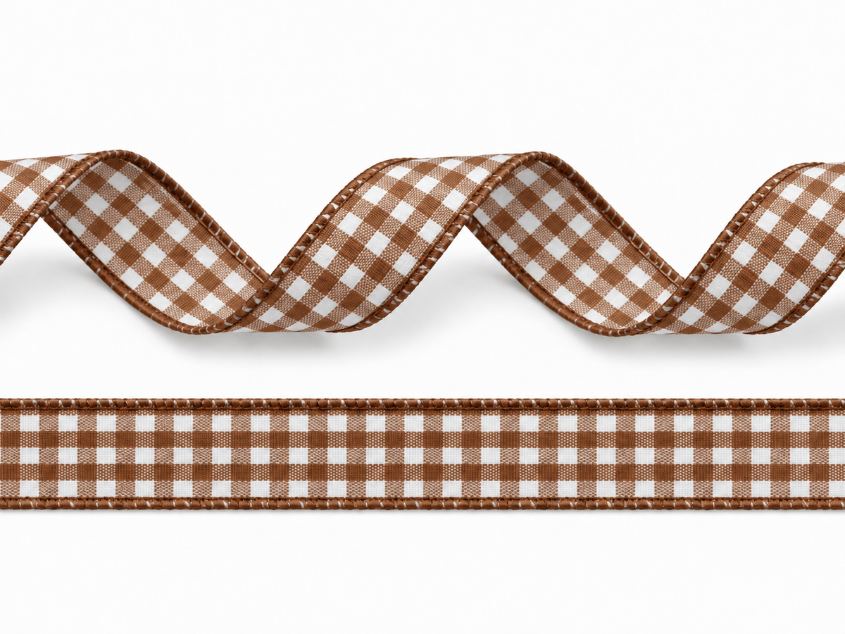 Plaid polyester ribbon 10mm in 11 different colors on 25 meter rolls