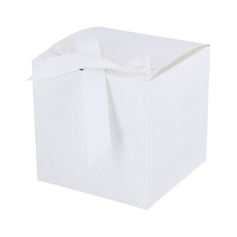 Luxe geschenkdoos met strik - Kubus - Wit kraft - Grace FSC®