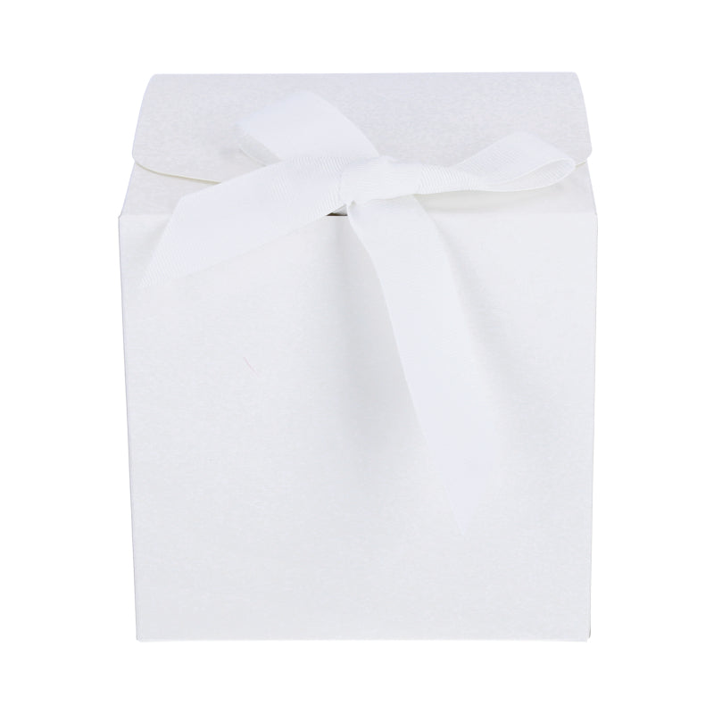 Luxe geschenkdoos met strik - Kubus - Wit kraft - Grace FSC®
