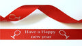 15mm red satin ribbon printed with silver Christmas bells per 25 meter roll