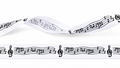Satin Ribbon with Musical Notes - 16mm - White/Black (Roll 23m)