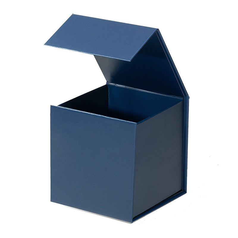 Magneetdoos met strik - Kubus - Blauw mat gelamineerd - Couture