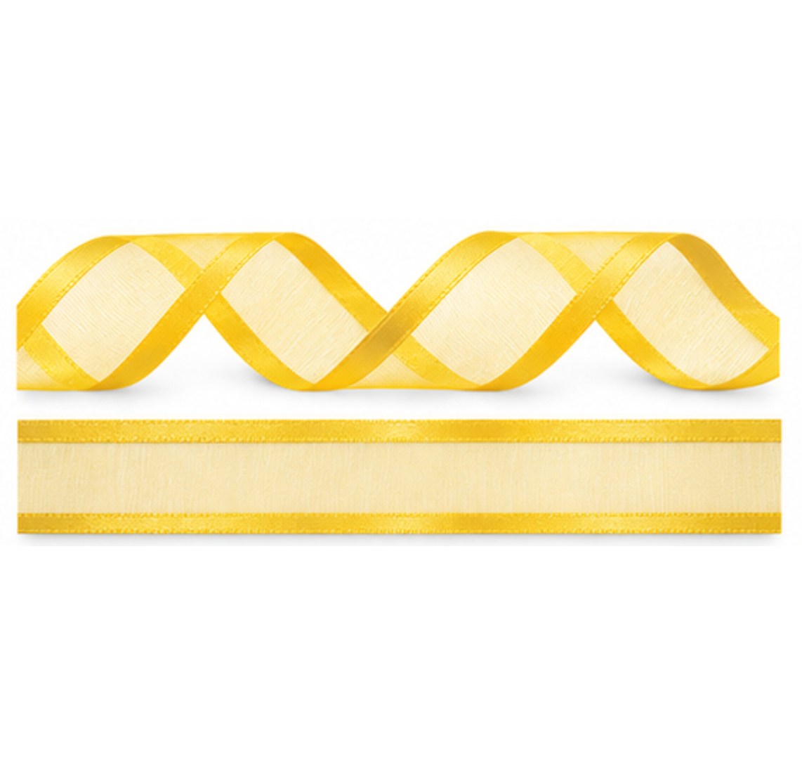 Organza ribbon with satin edge 7 different colours 25mm roll of 25 metres
