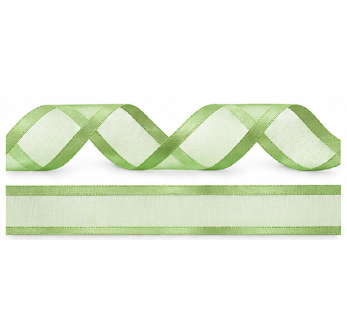 Organza ribbon with satin edge 7 different colours 25mm roll of 25 metres