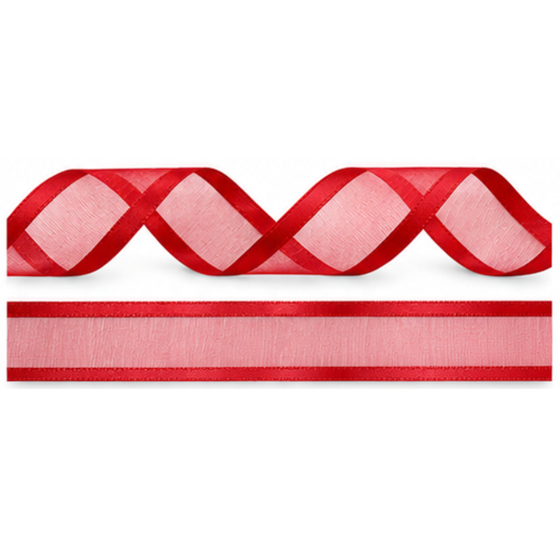 Organza ribbon with satin edge 7 different colours 25mm roll of 25 metres
