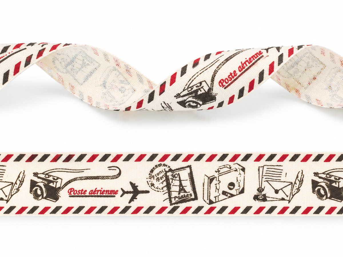 Cotton Ribbon 'Post package' – Vintage Airmail Theme