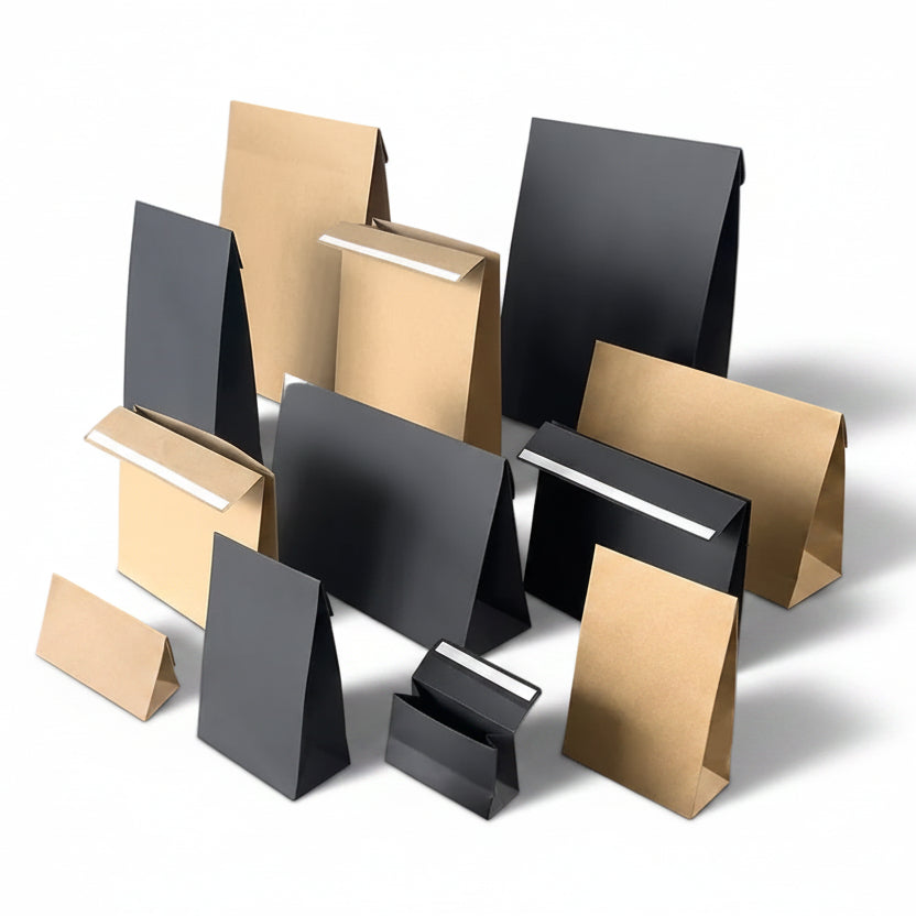 Geschenkzakken papier - Bruin kraft - Blokbodem - Cachet FSC®