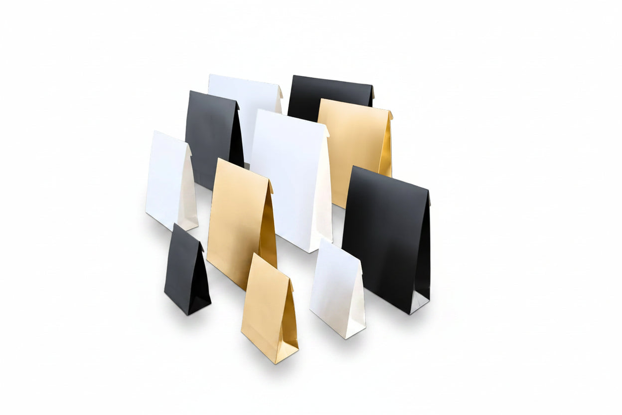 Geschenkzakken papier - Zwart mat gelamineerd - Blokbodem - Cachet FSC®