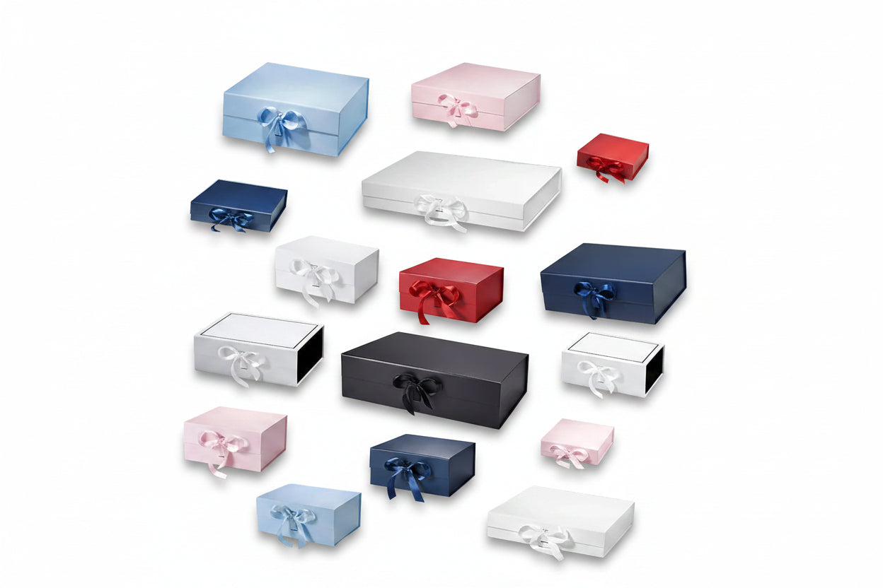 Magneetdoos met strik - A4 - Blauw mat gelamineerd - Couture