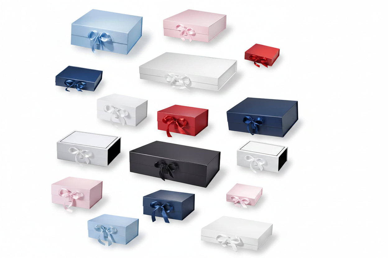 Magneetdoos met strik - A4 - Blauw mat gelamineerd - Couture