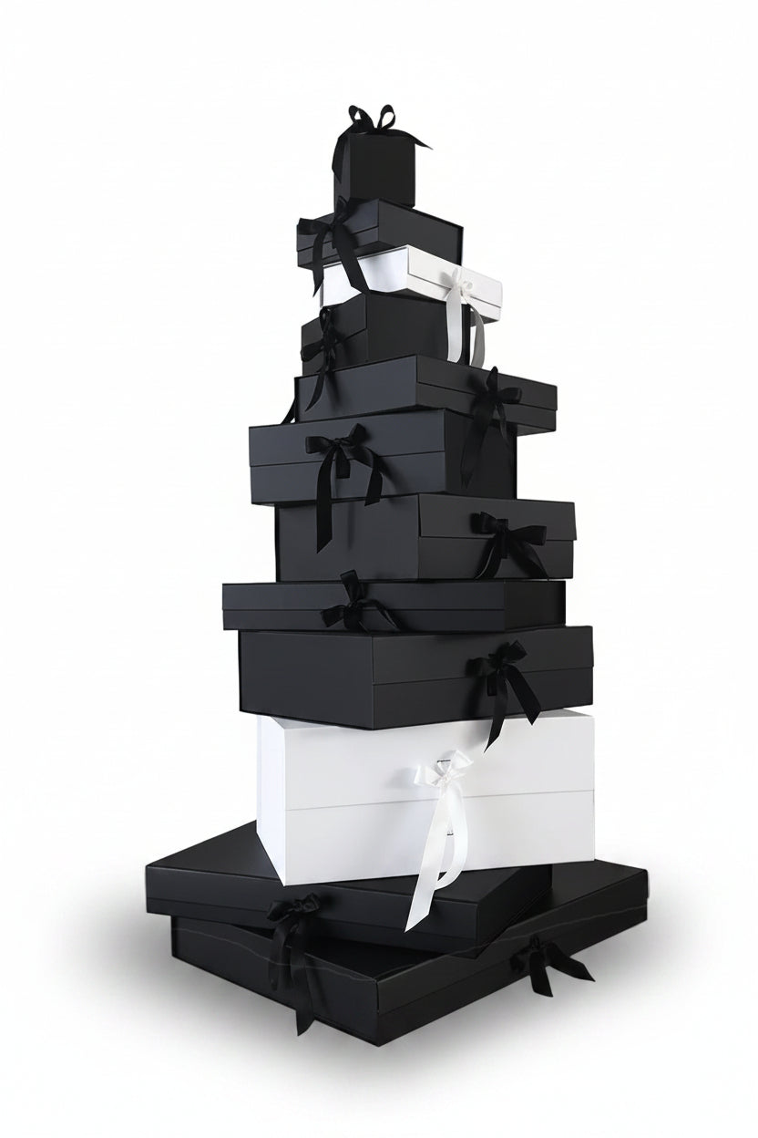 Magneetdoos met strik - A4 - Zwart mat gelamineerd - Couture
