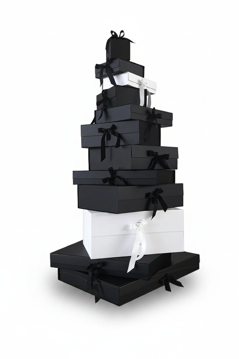 Magneetdoos met strik - Kubus - Wit mat gelamineerd - Couture