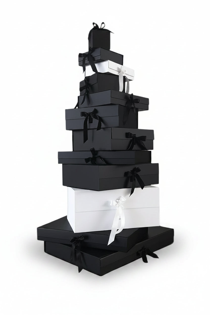 Magneetdoos met strik - XXL - Wit mat gelamineerd - Couture
