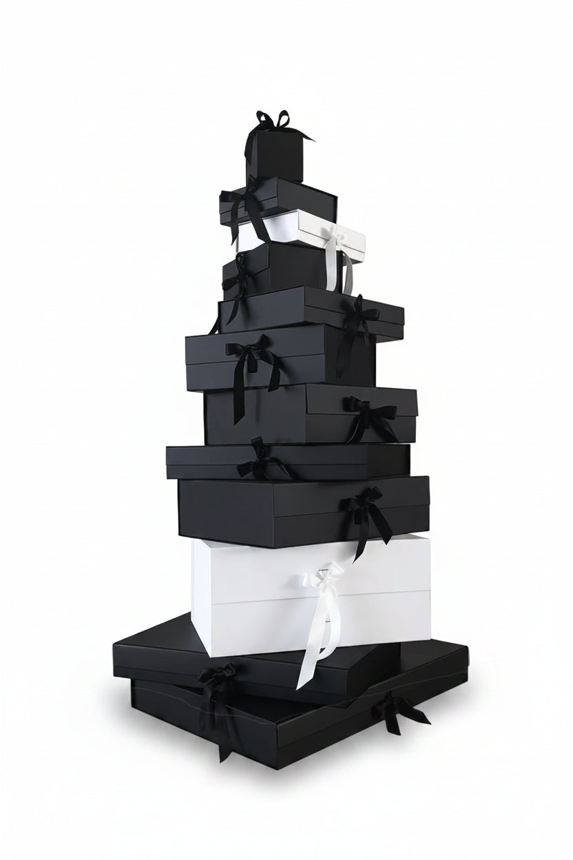 Magneetdoos met strik - A5 - Zwart mat gelamineerd - Couture