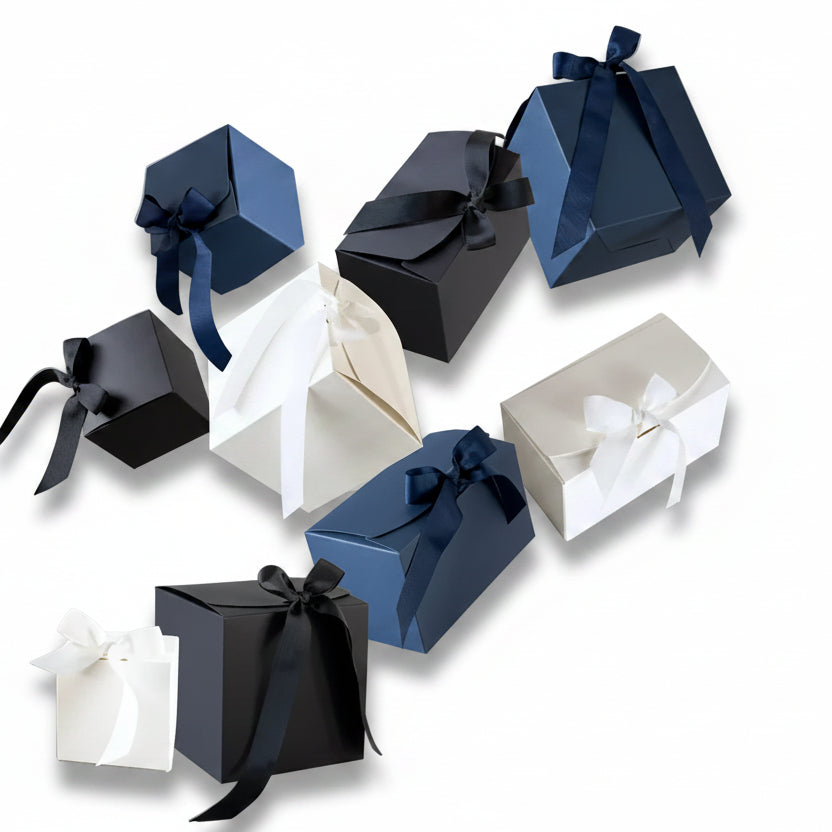 Luxe geschenkdoos met strik - Rechthoek - Zwart Kraft - Grace FSC®