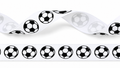 15mm Luxury white satin ribbon printed with footballs per 25 meters