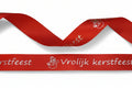 15mm red satin ribbon printed with silver Christmas bells per 25 meter roll