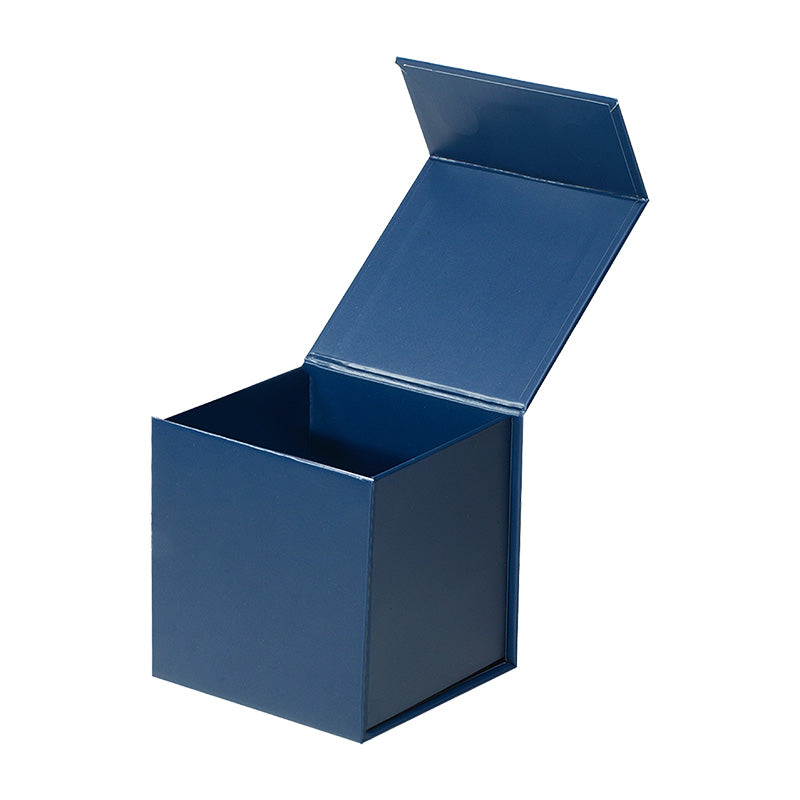 Magneetdoos met strik - Kubus - Blauw mat gelamineerd - Couture